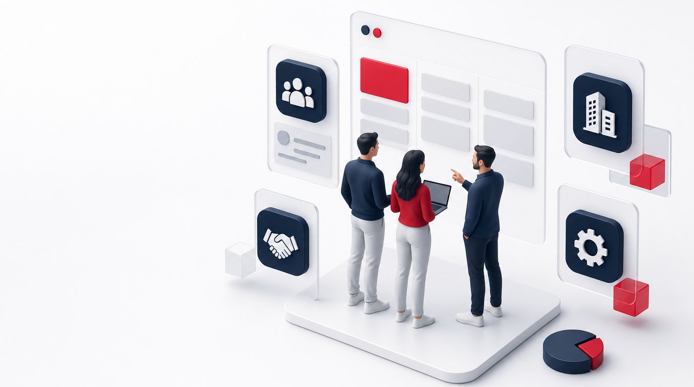 Equipo de una empresa de desarrollo de software a medida trabajando en un proyecto
