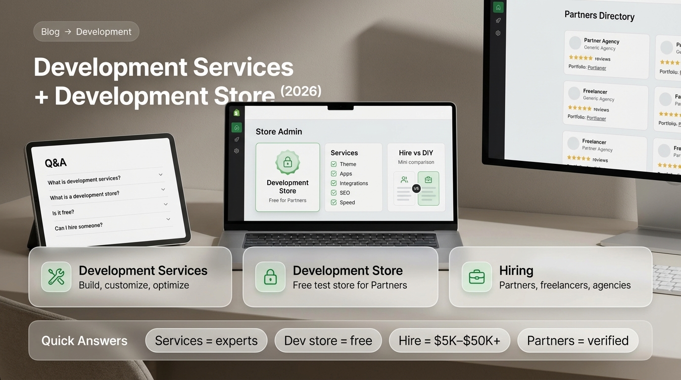 What is Shopify development services and development store guide 2026